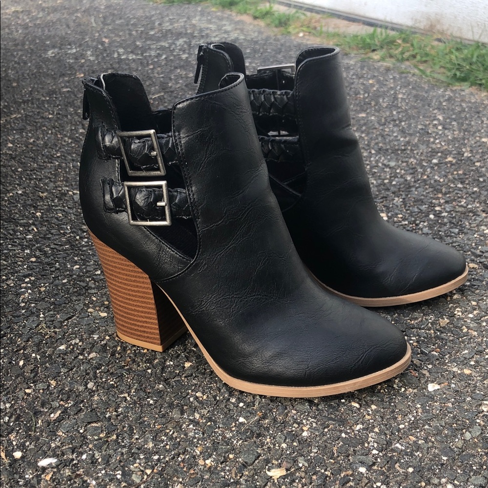 Black Ankle Boots with Buckle Detail